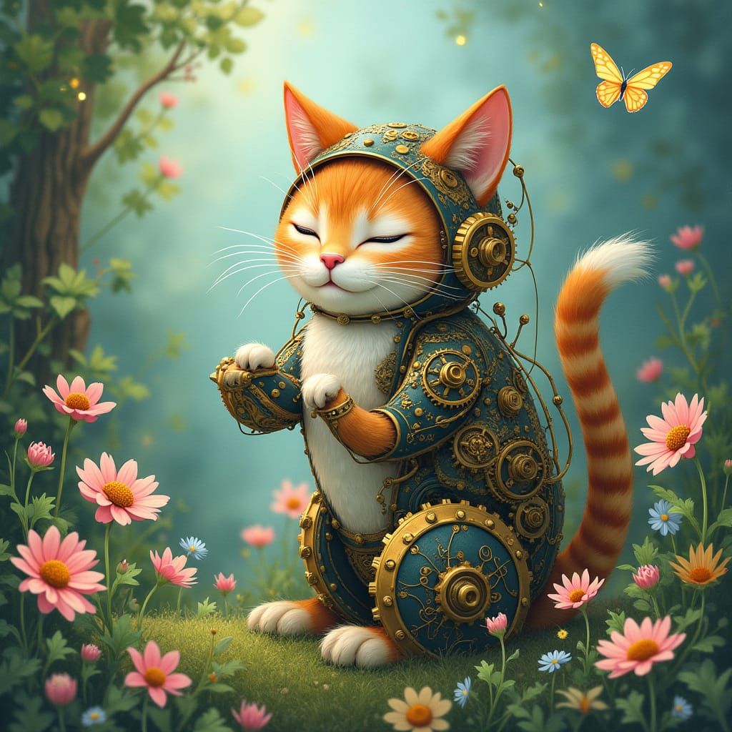 Clockwork Cat Automaton in Digital Garden