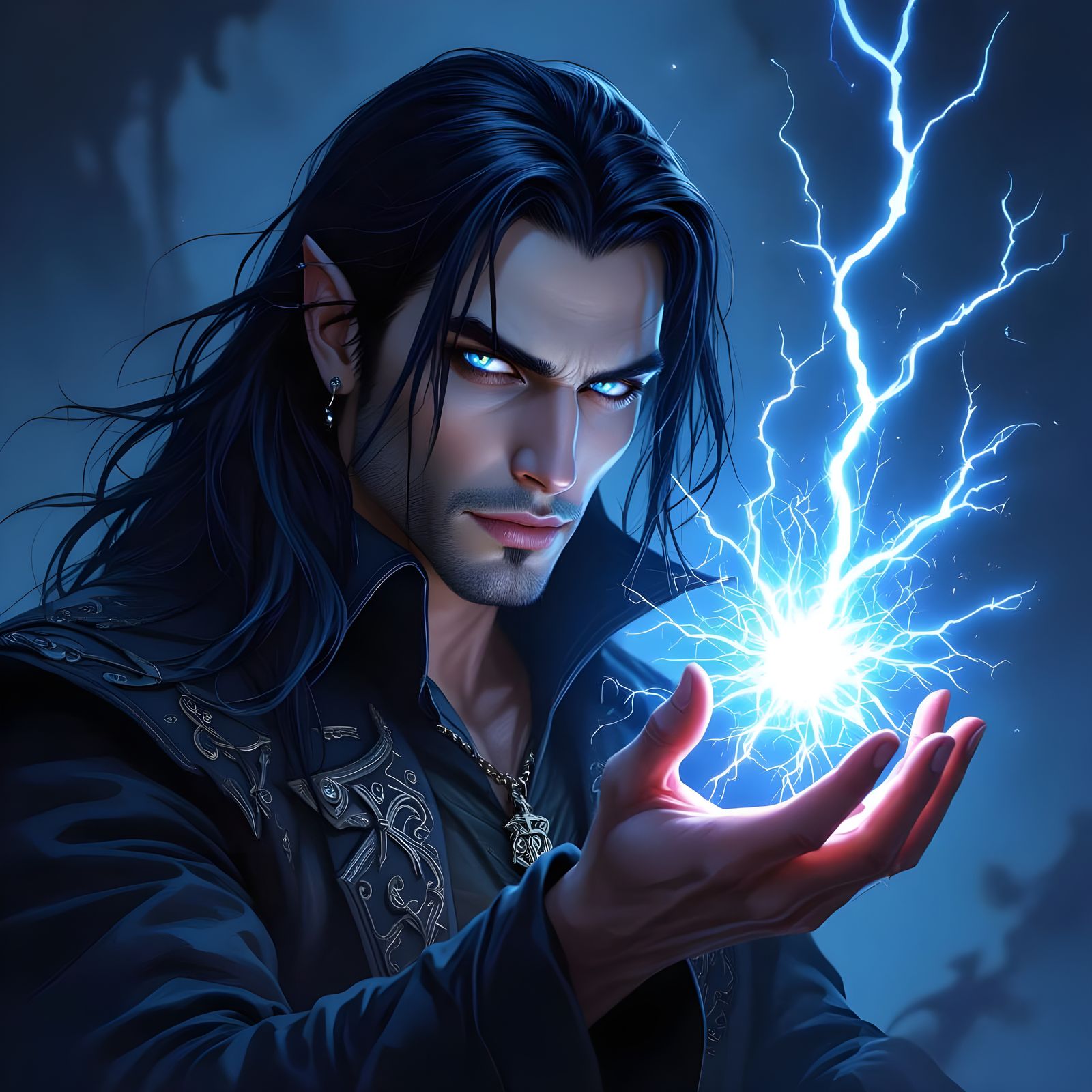 Vampire with Lightning Powers and Blue Eyes