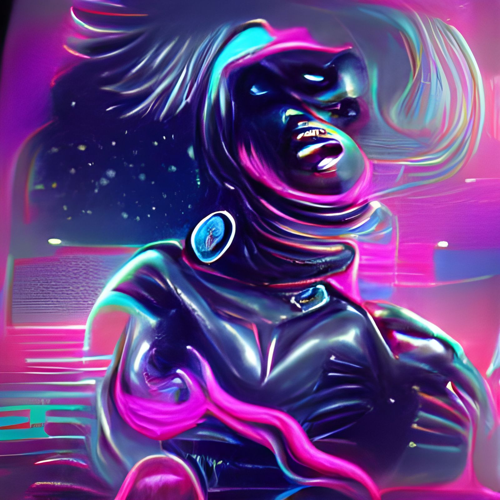 Synthwave Neon Woman in Space