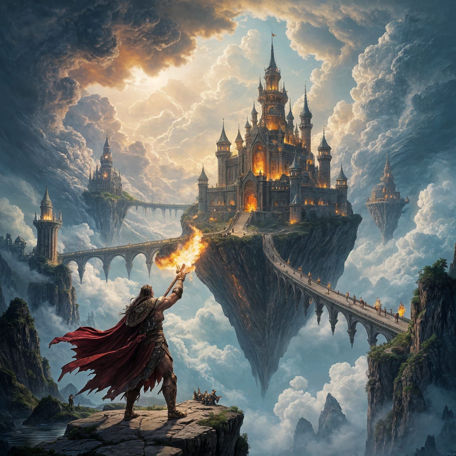 Warrior King on Floating Island Fortress