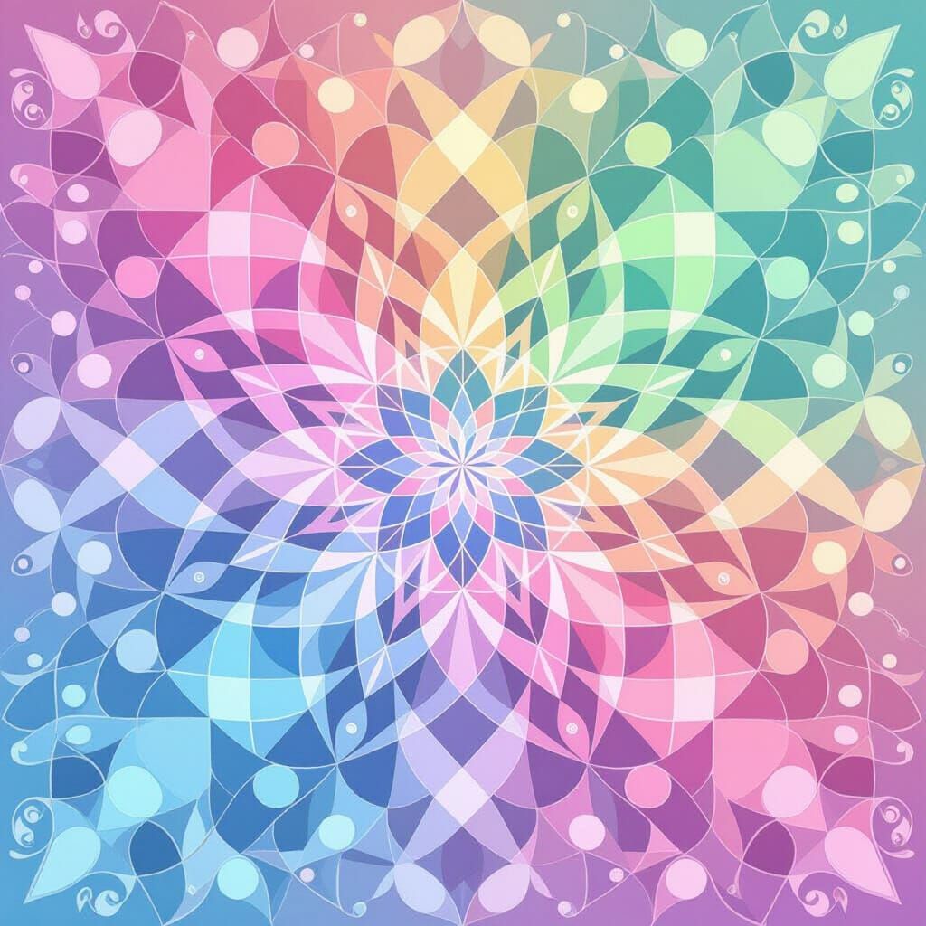 Anime Style Kaleidoscope Art with Rainbow Patterns