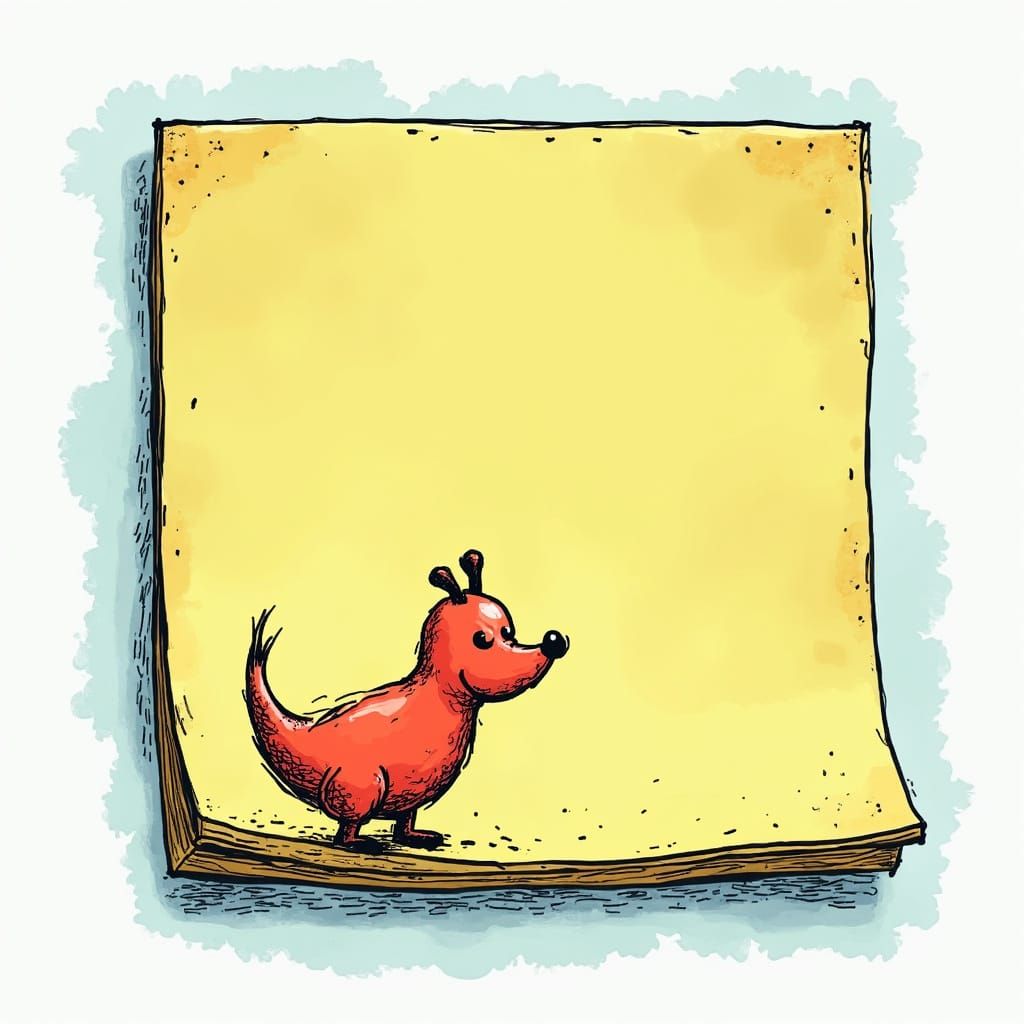 Colorful Post-it Note Doodle in Playful Childlike Style