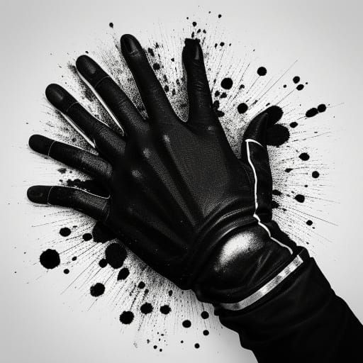 Black and White Hand with Vibrant Paint Splotches