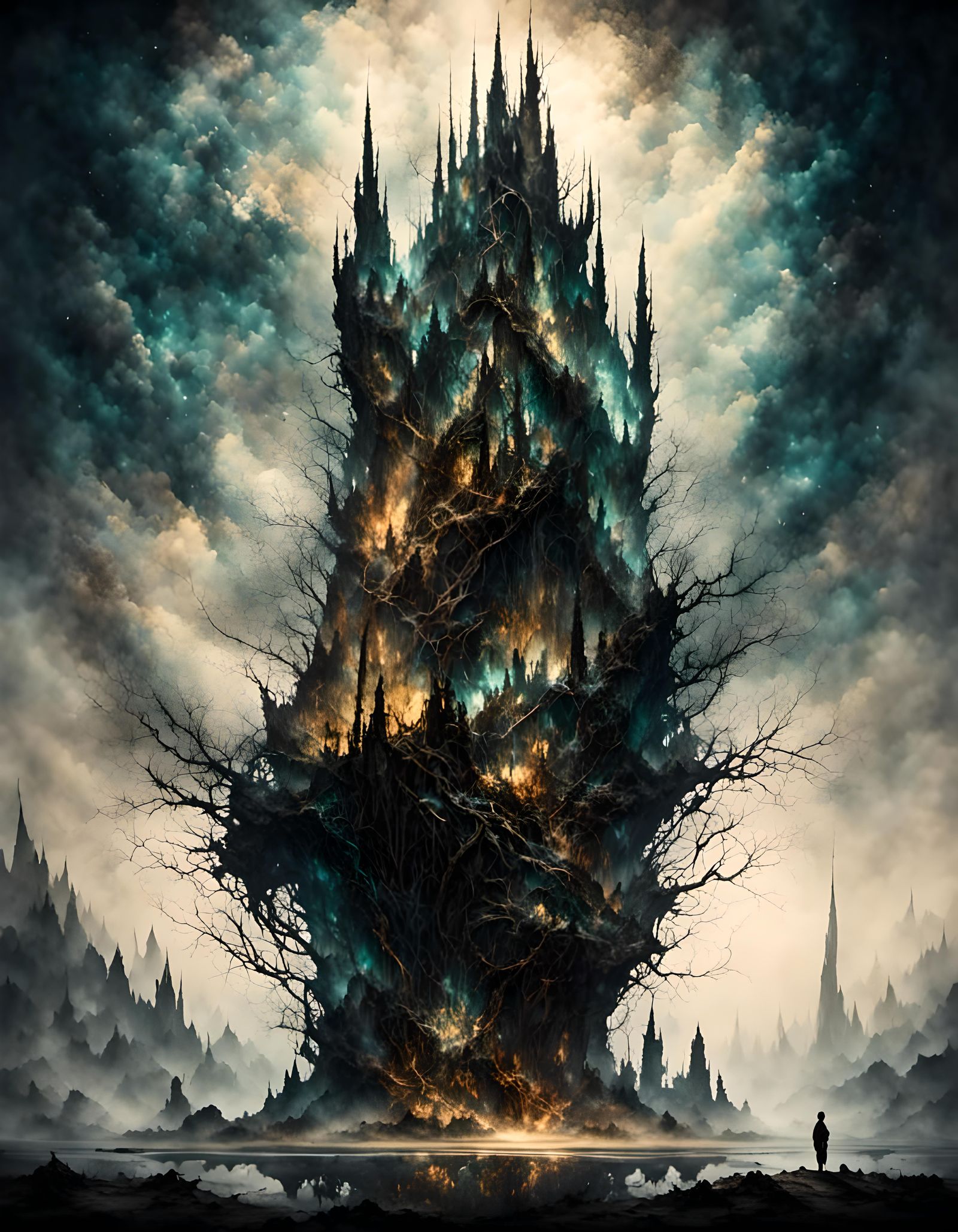 Mystical Abstract Art with Vibrant Midnight Colors