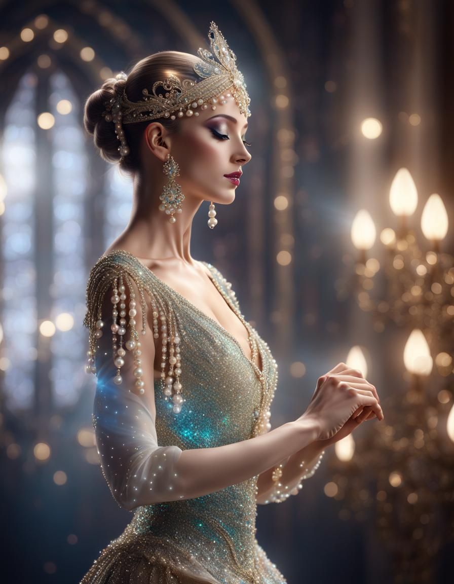 Elegant Ballet Dancer in Iridescent Light