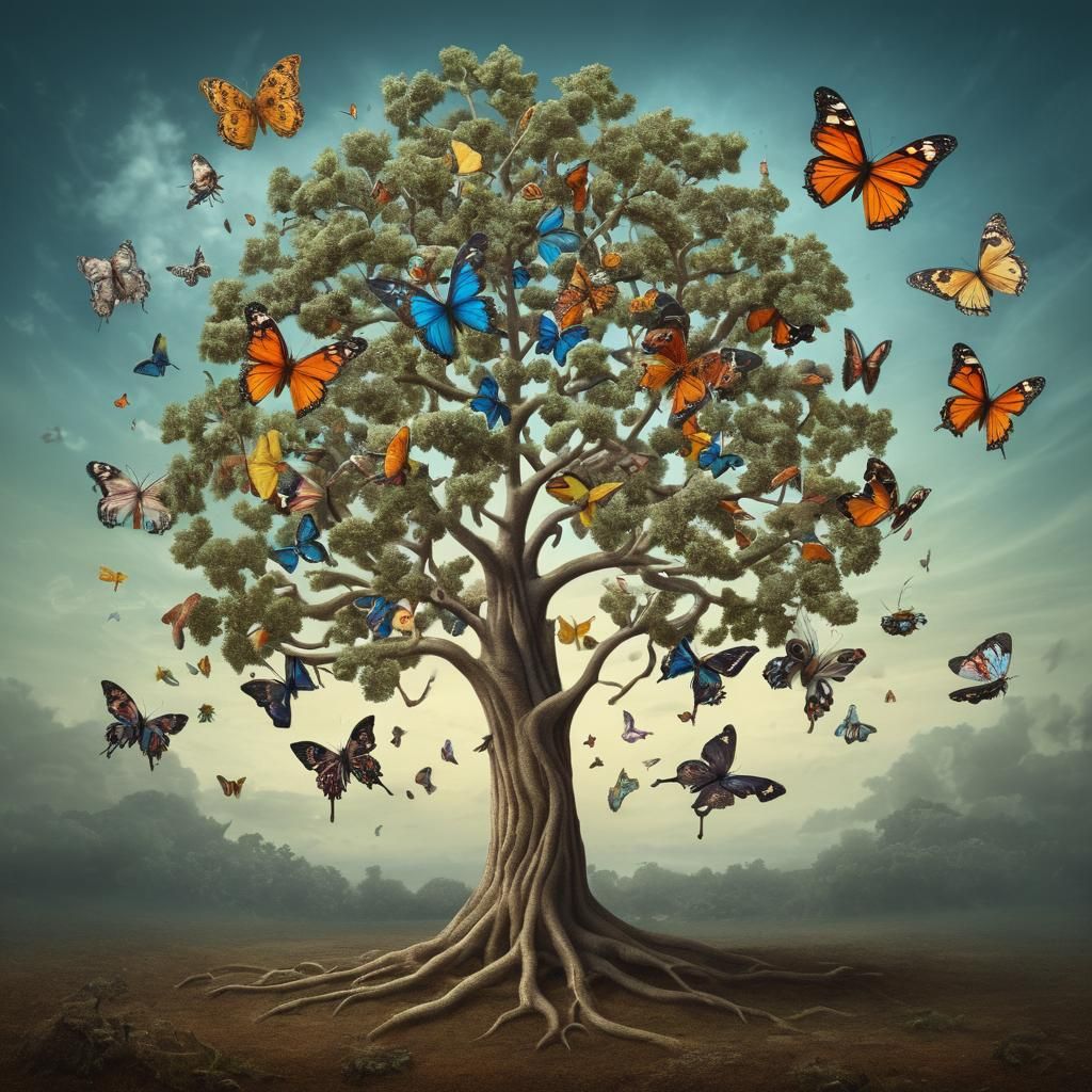 Surreal Butterfly Tree: A Surrealist Vision