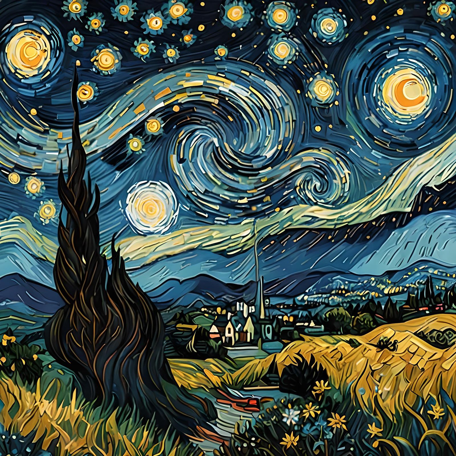 Magical Landscape in Van Gogh Style, Digital Art