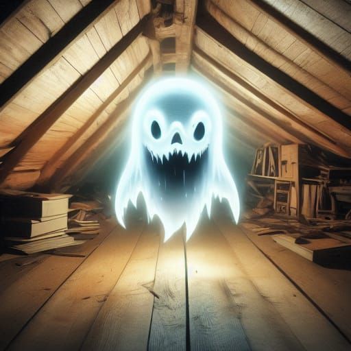 Cute Ghost Inside Glowing Lamp - Studio Ghibli Style