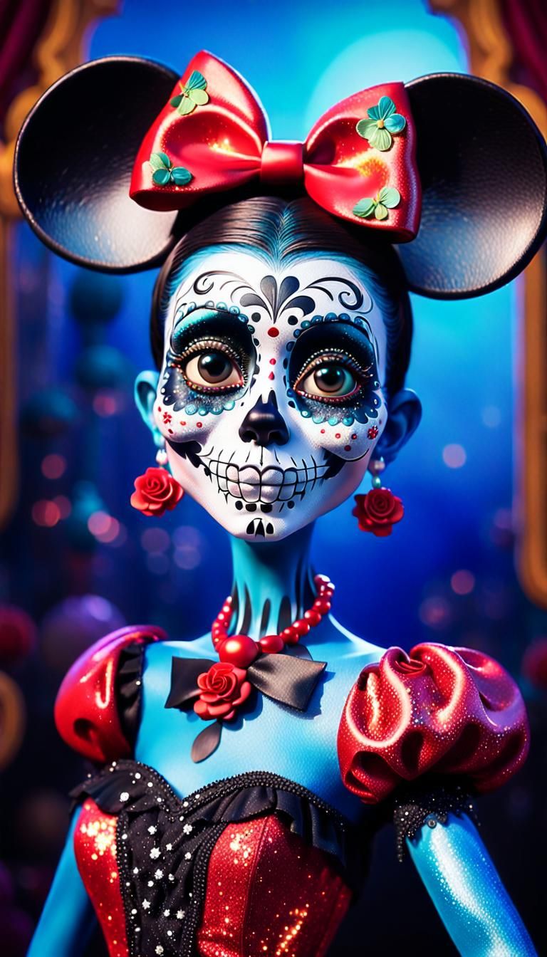 Day of the Dead Minnie Mouse with make up of Catrina