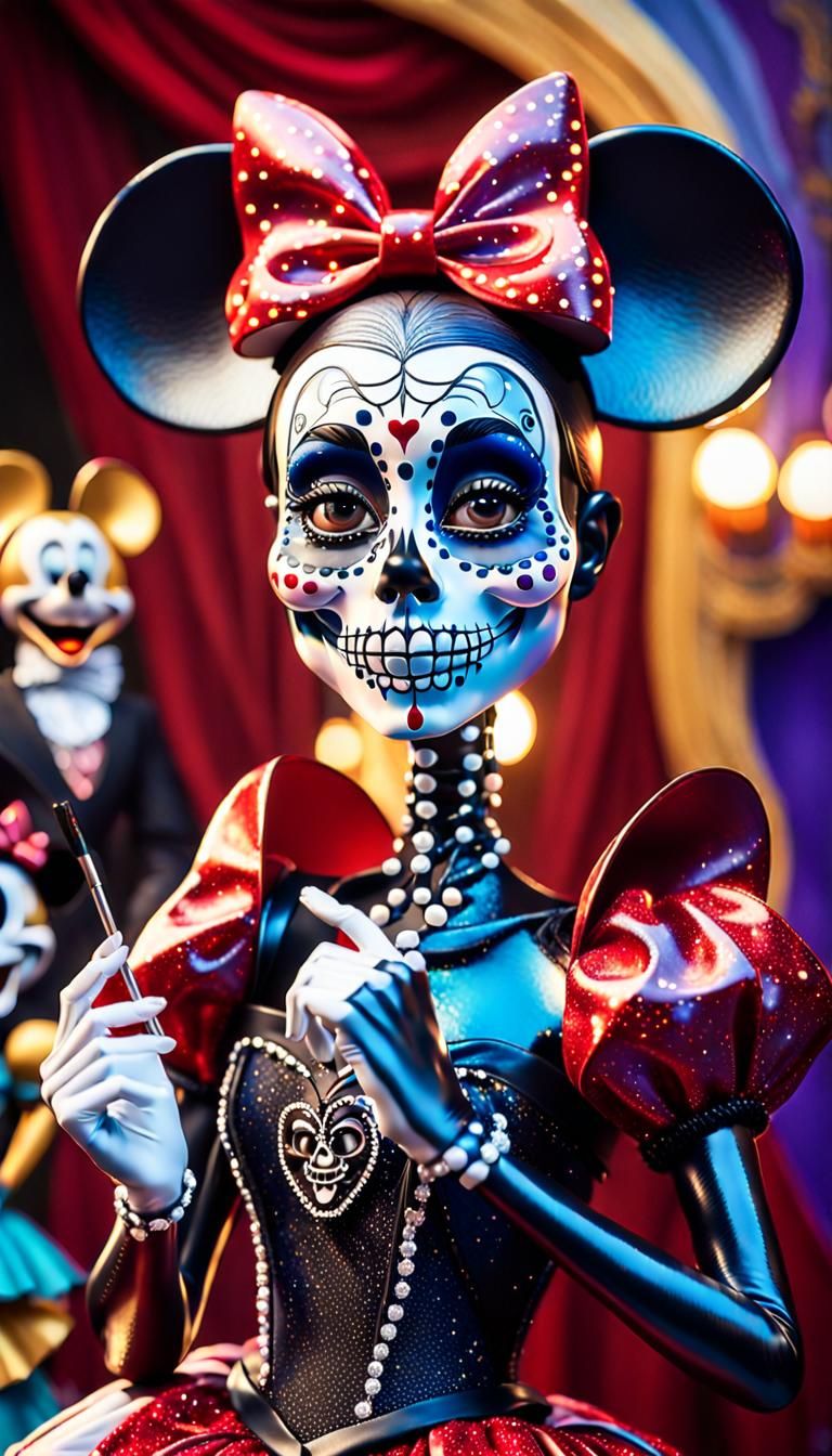Day of the Dead Minnie Mouse with make up of Catrina