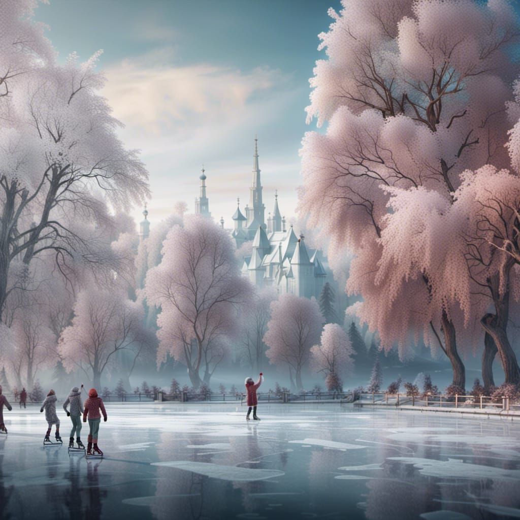 Ice Skating Fantasy: Detailed Matte Painting