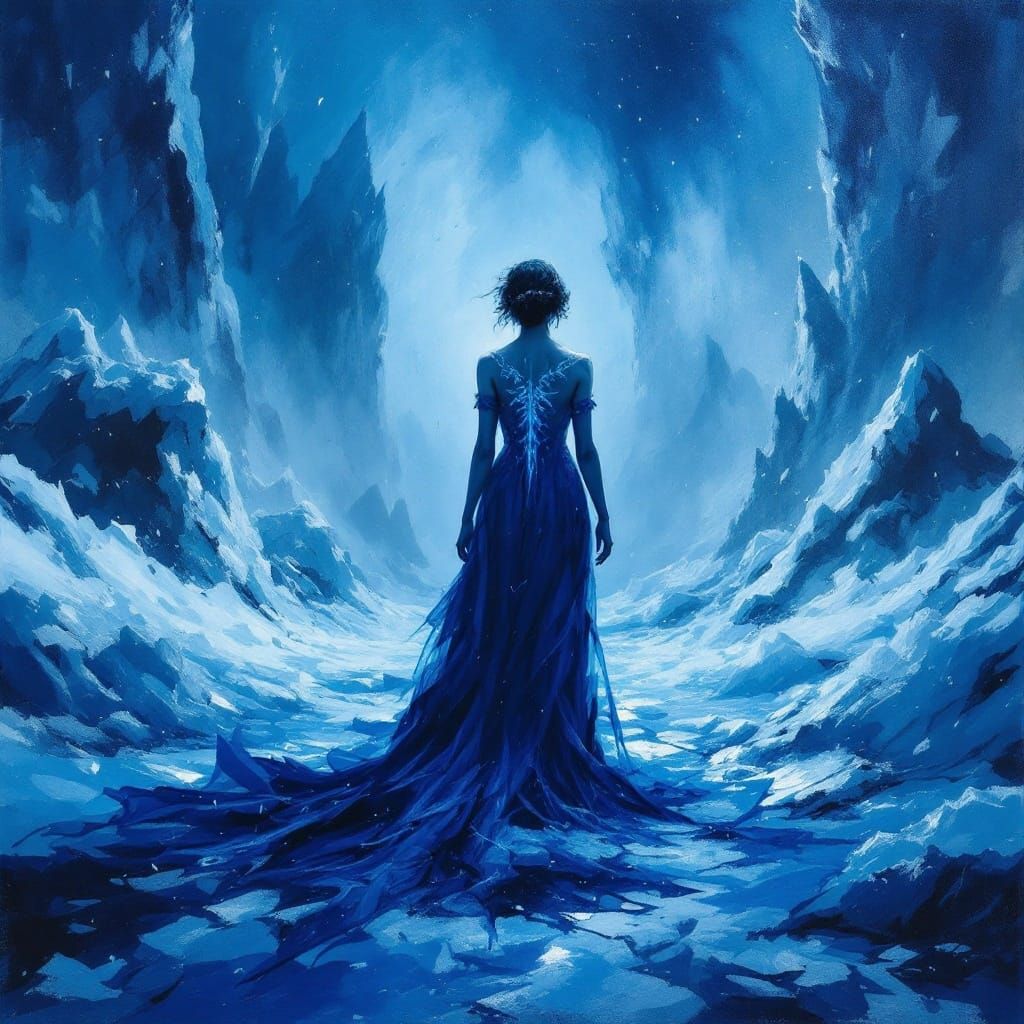 Ethereal Majesty in Frosty Devastation, in Oil Painting Styl...
