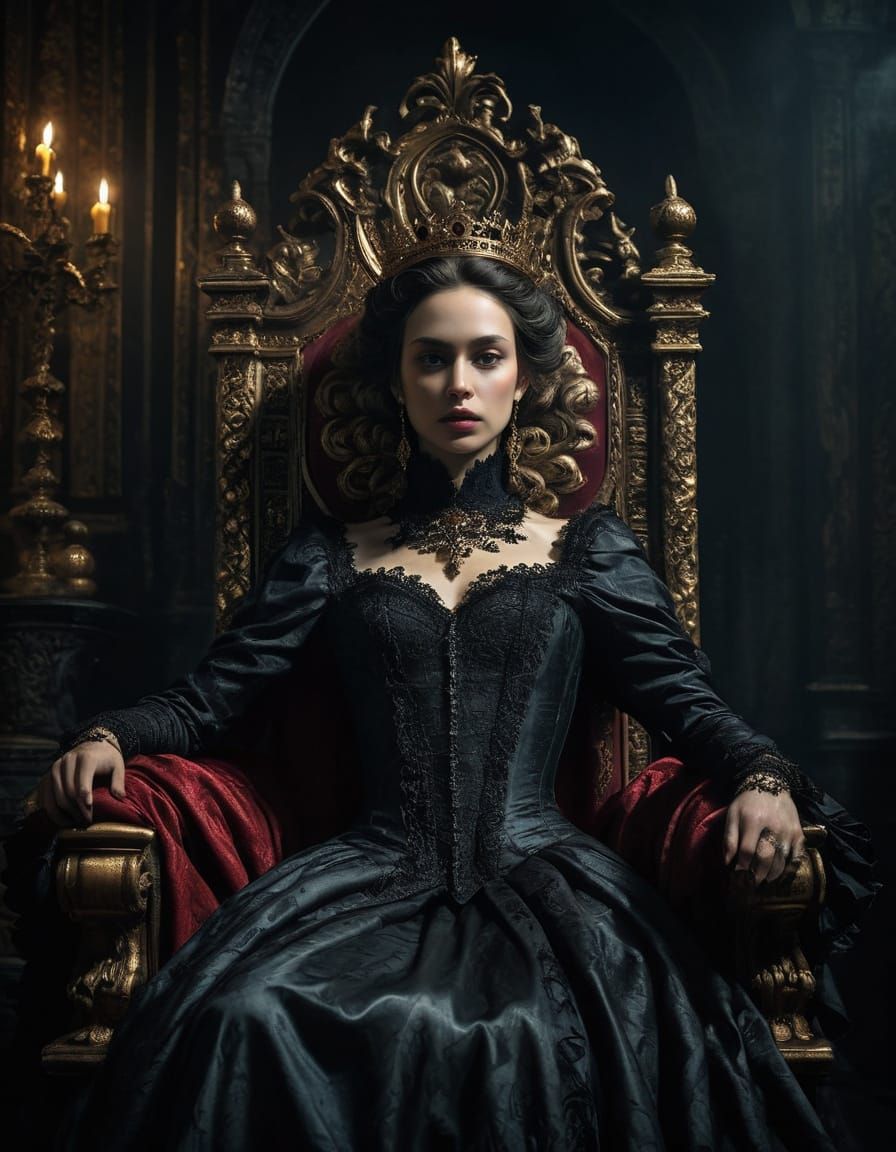 Gothic Queen in Dramatic, Baroque-Inspired Lighting
