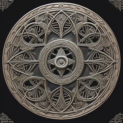 Elegant Arts and Crafts Line Art Logo with Celtic Knotwork a...