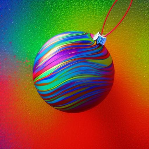 Rainbow Swirl Glass Christmas Ornament: Digital Art