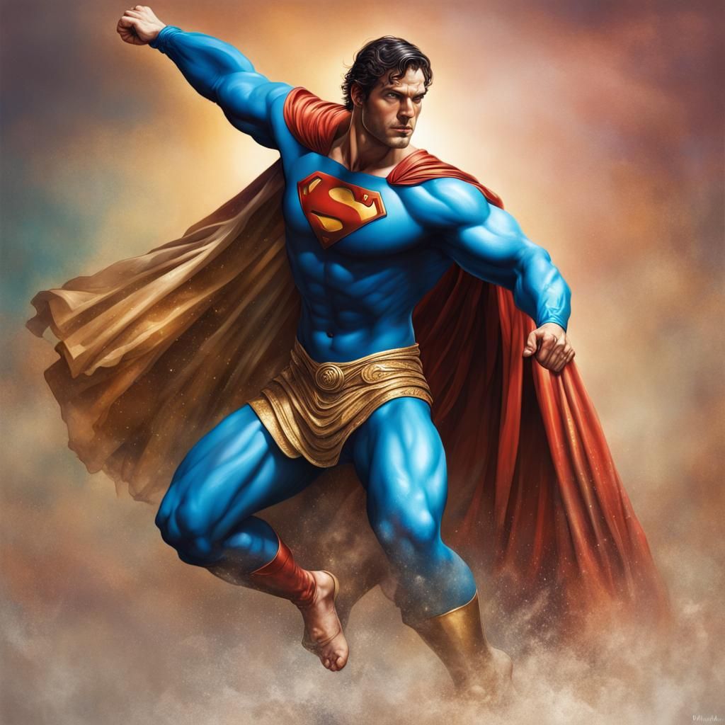 Superman as Greek God in Hyperrealistic Style