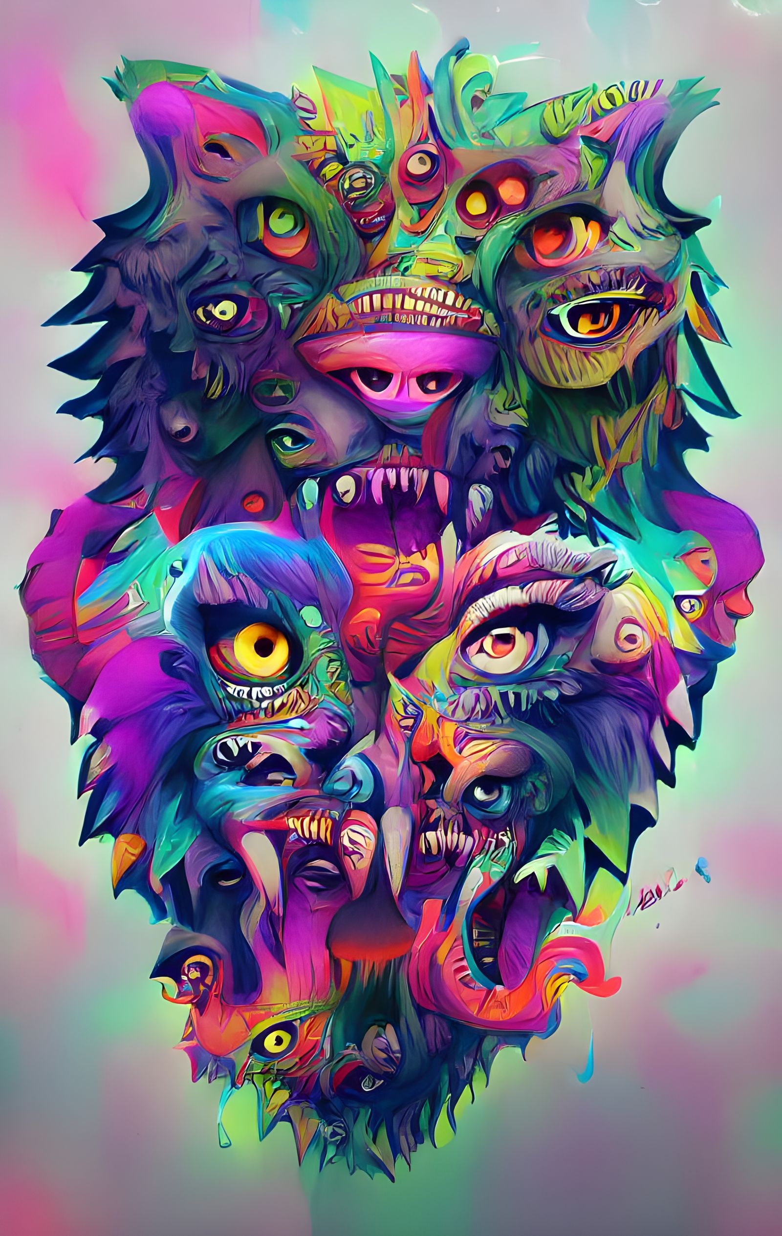 Colorful Psychedelic Monsters Concept Art