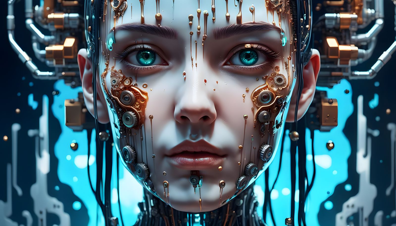 Anime Woman with Facial Implants in Surrealist Style