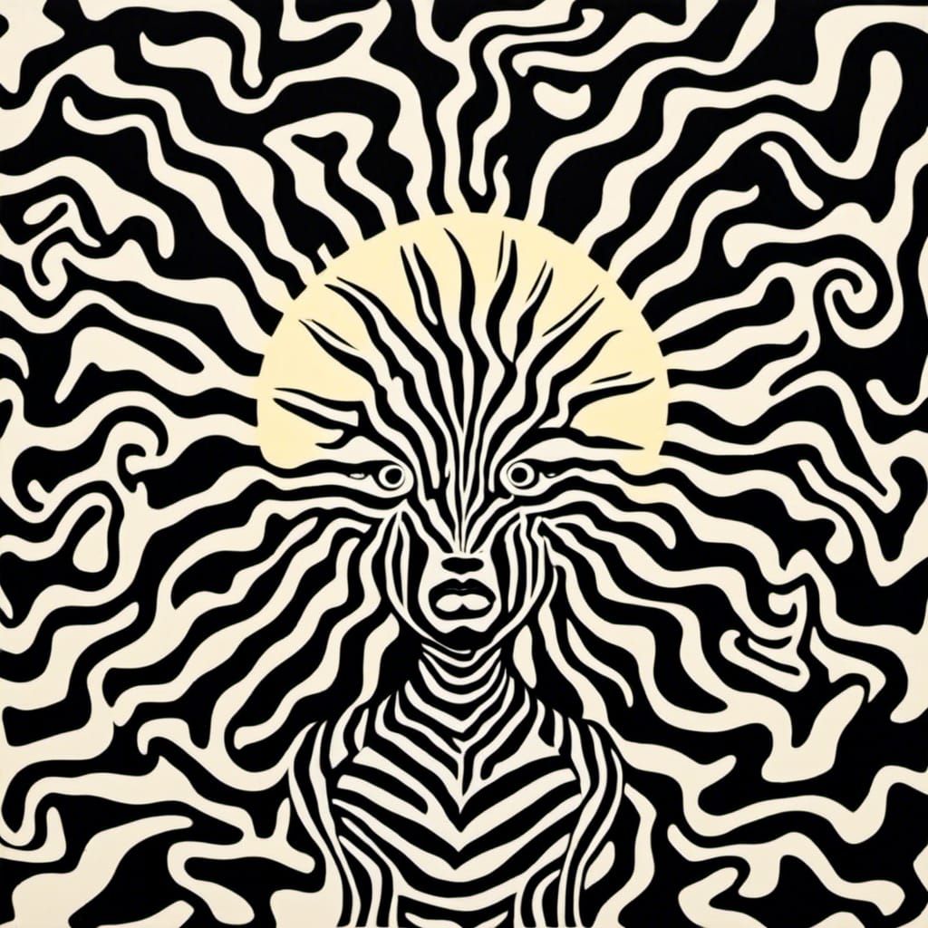 Screaming Sun in Zebra-Punk Style