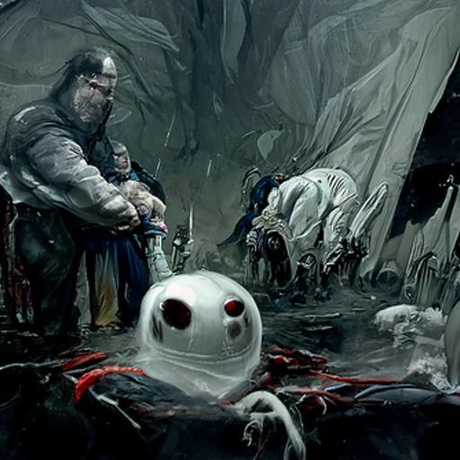 Baymax in Dark Fantasy Horror Landscape