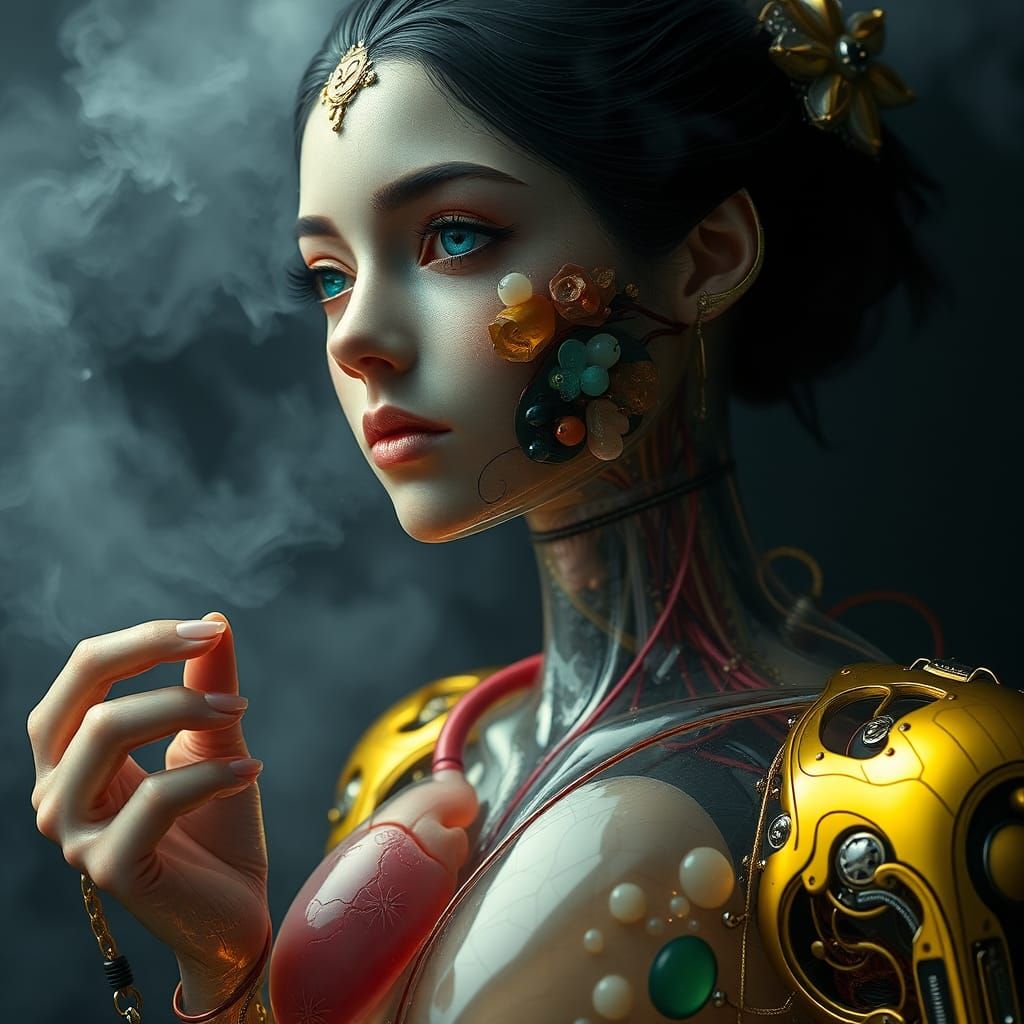 Glass Android Muse Dancing in Mist