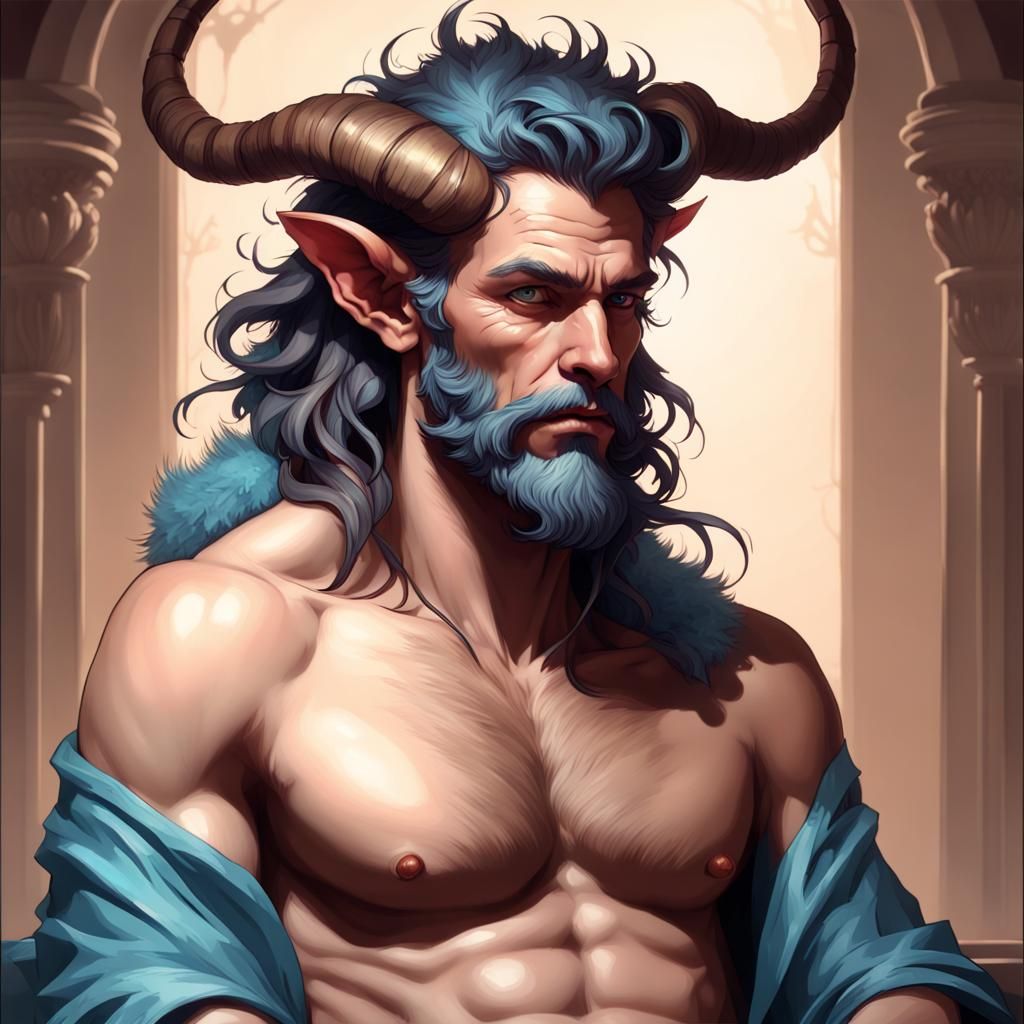 Satyr Character Portrait in Hyperdetailed Style
