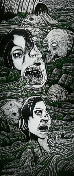 Gore Horror Artwork in Style of Pen and Ink Drawing