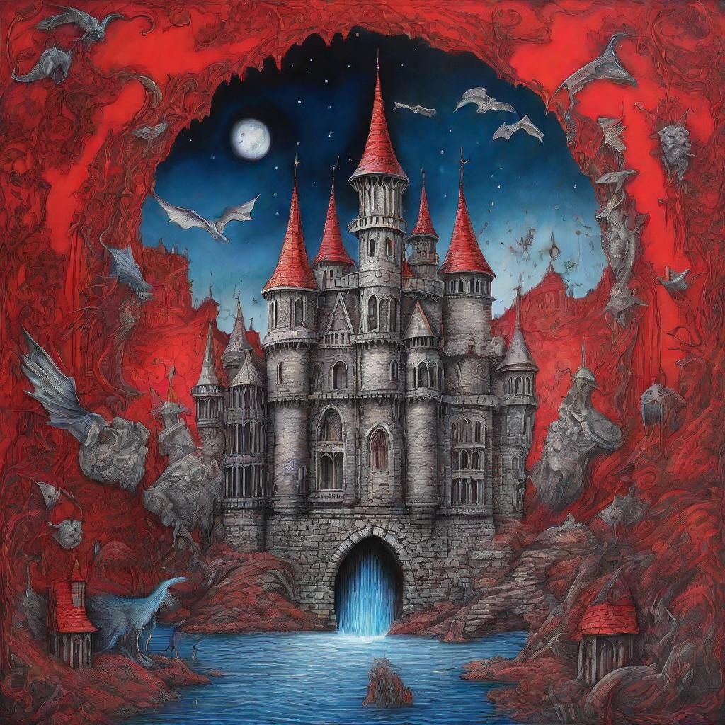 Surreal Medieval Castle in Tim Burton Style
