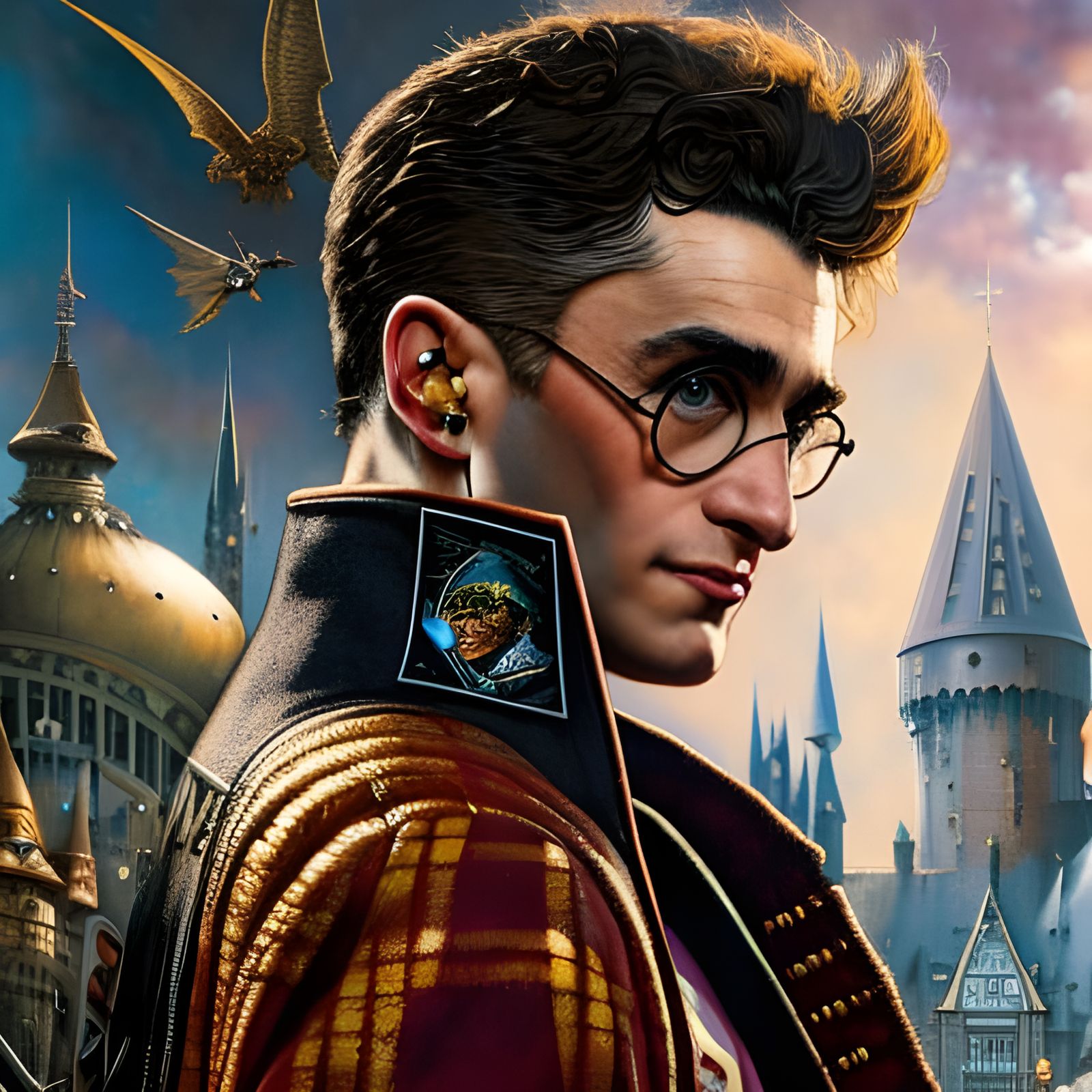 Punk Harry Potter in Rockwell Style