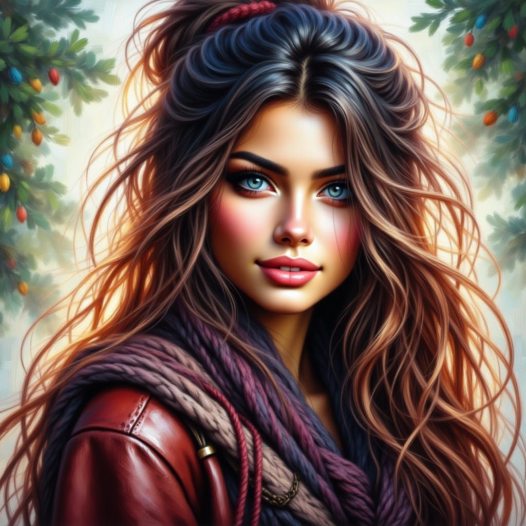 Ronin Woman in Burgundy Leather Jacket