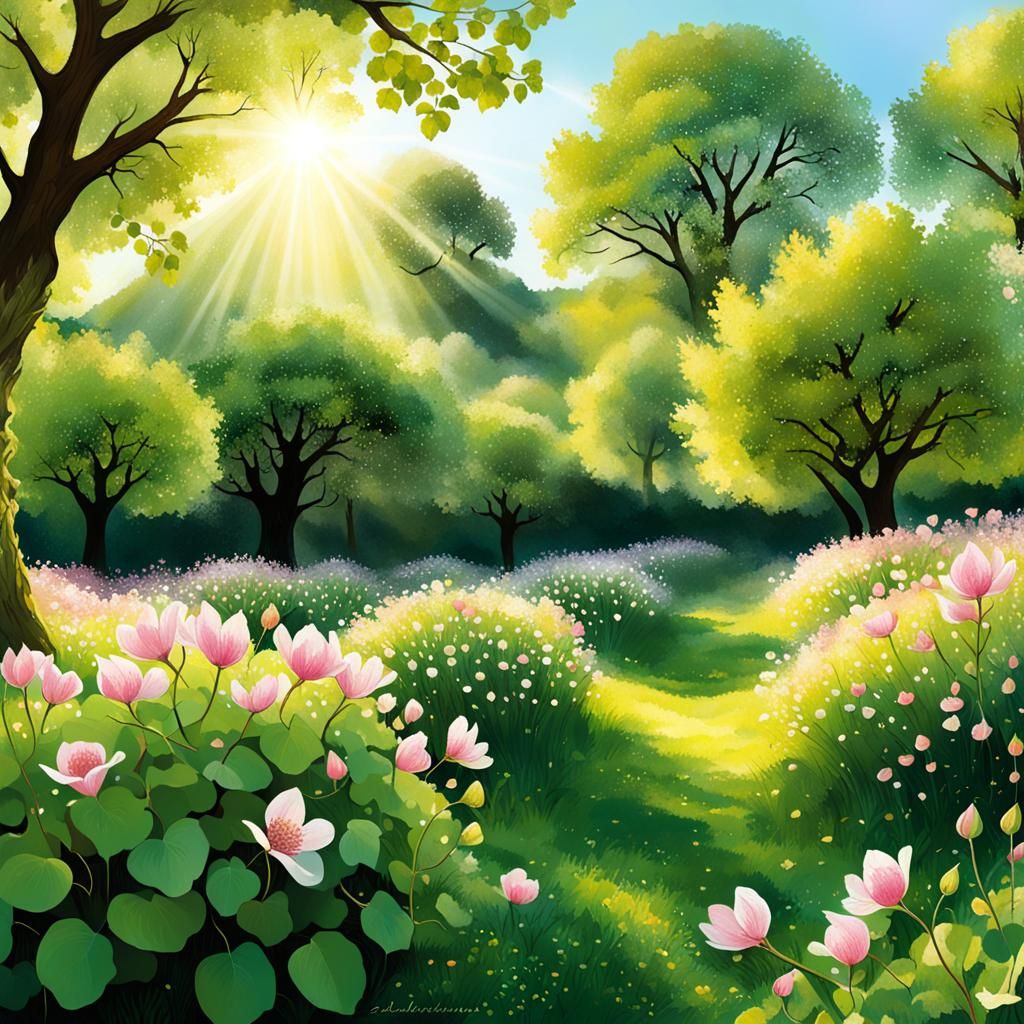 Spring Awakening: Blossoming Flowers in Digital Art