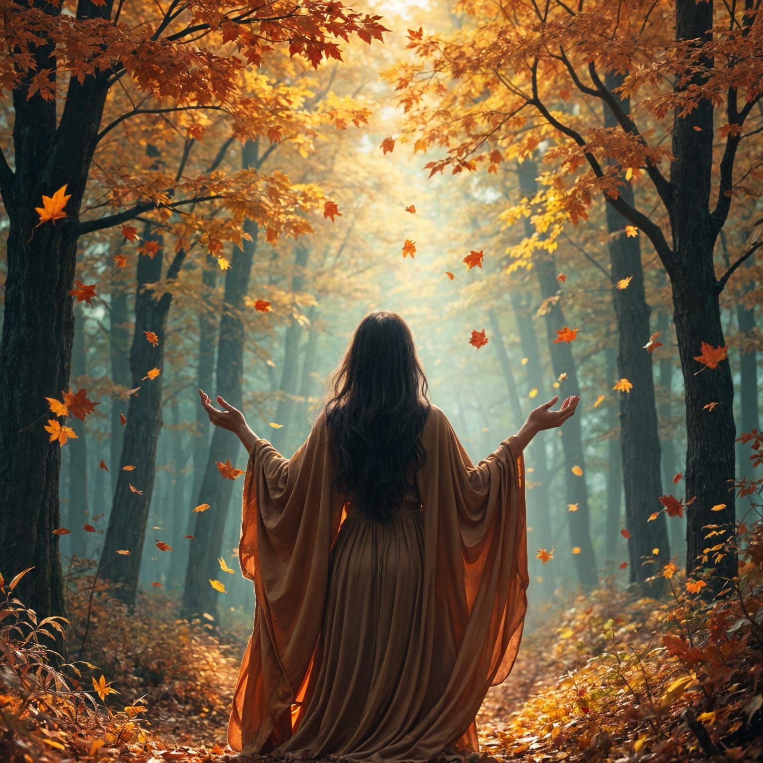 Autumnal Hands in Fantasy Forest Concept Art