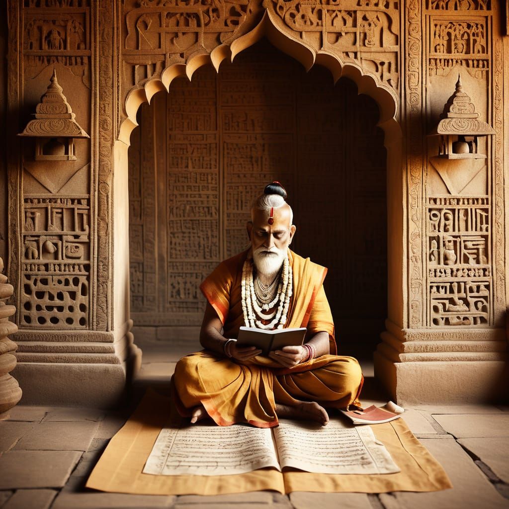 Ancient Indian Sage in Warm, Earthy Hues