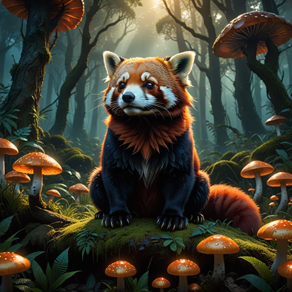 Fantastical Red Fox Hybrid in Warm Golden Light