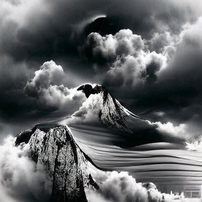 Striking Black and White Mountain Cloudscape