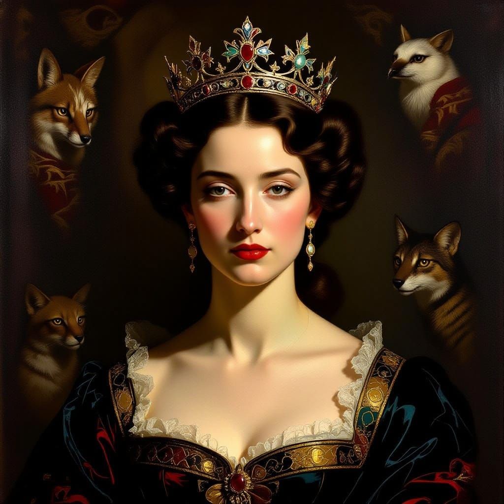 Impressionistic Queen in Shadow, Solitude Depicted in Oil