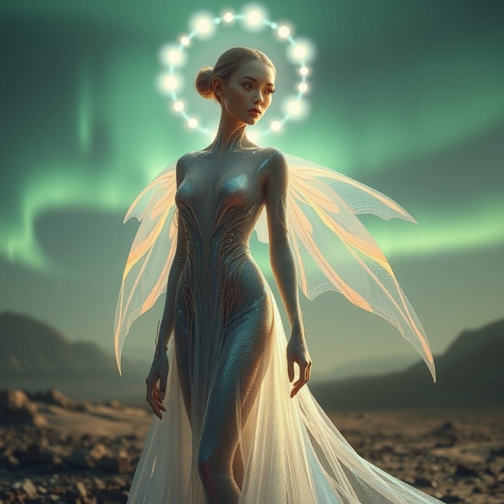 Ethereal Woman with Wings on Alien World