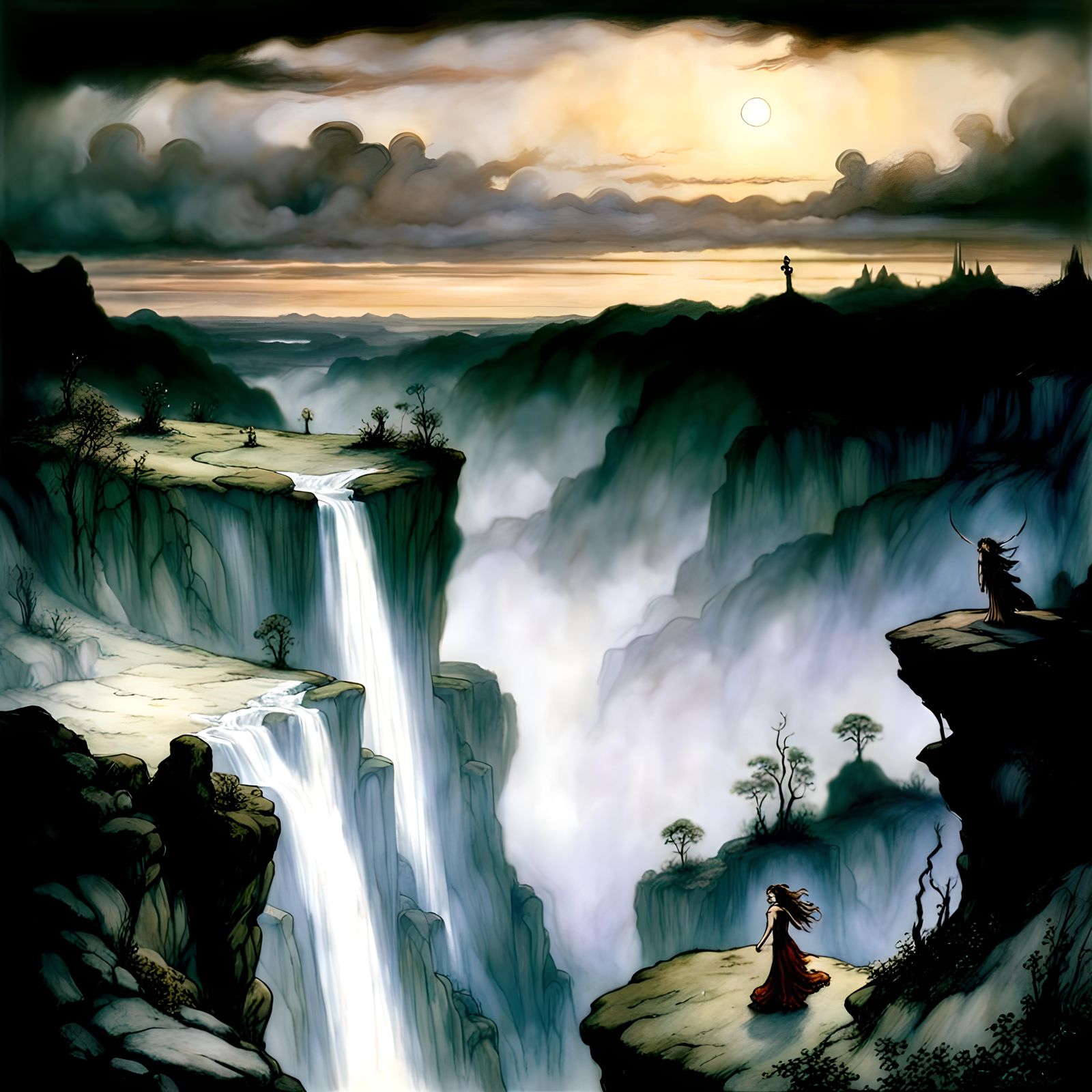 Beautiful epic magnificent fantasy fairy vista, by Arthur Ra...