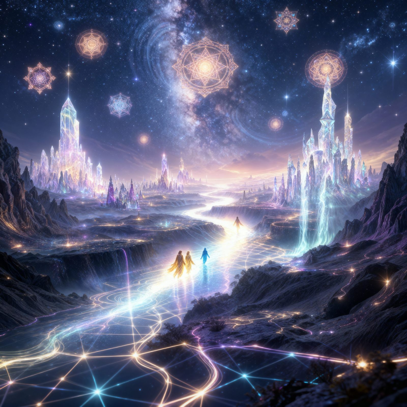Cosmic Astral Expanse with Crystalline Landscapes and Lumino...