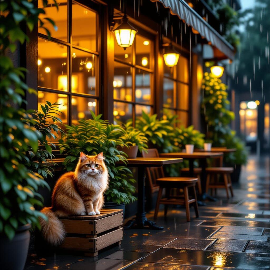 Cozy Lofi Coffee Shop at Night in Studio Ghibli Style