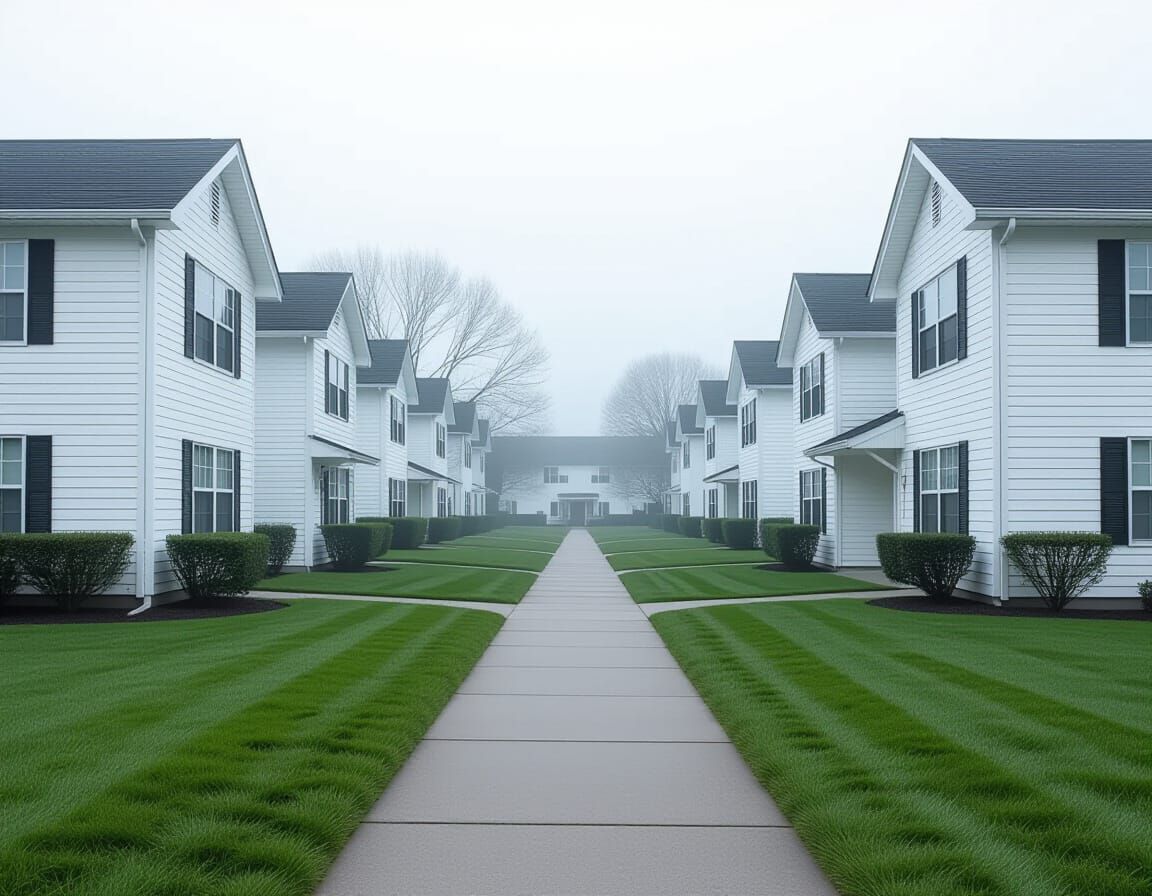 Misty Morning: Liminal Space Photography of Identical Houses