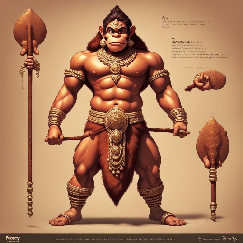 Lord Hanuman Rendered as Digital 3D Art