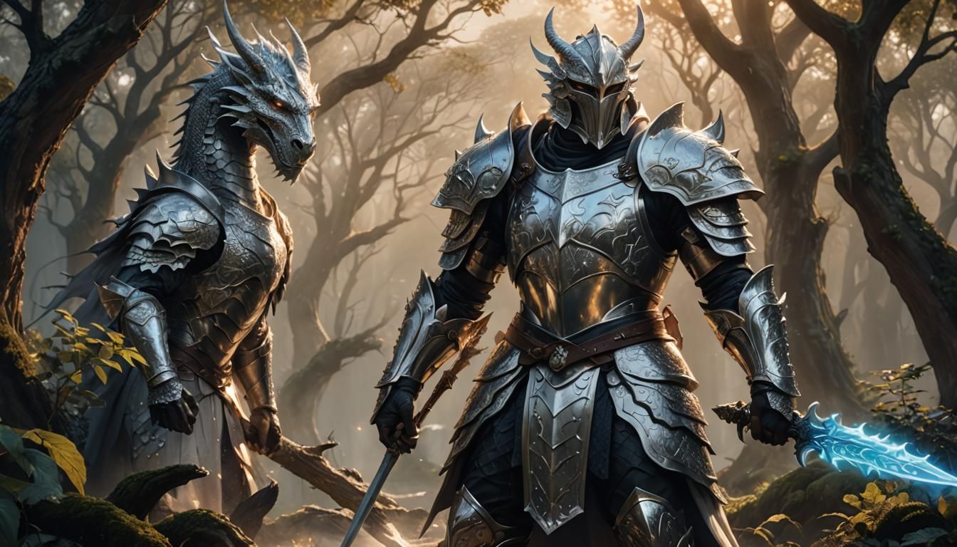 Regal Dragonborn Paladin in a Mystical Realm