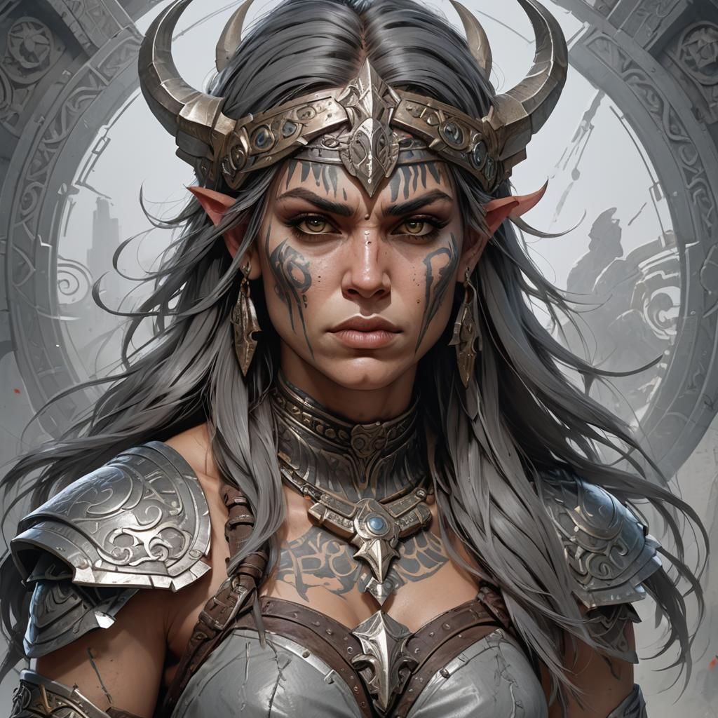 Goliath Barbarian Portrait in Hyperdetailed Digital Art Styl...