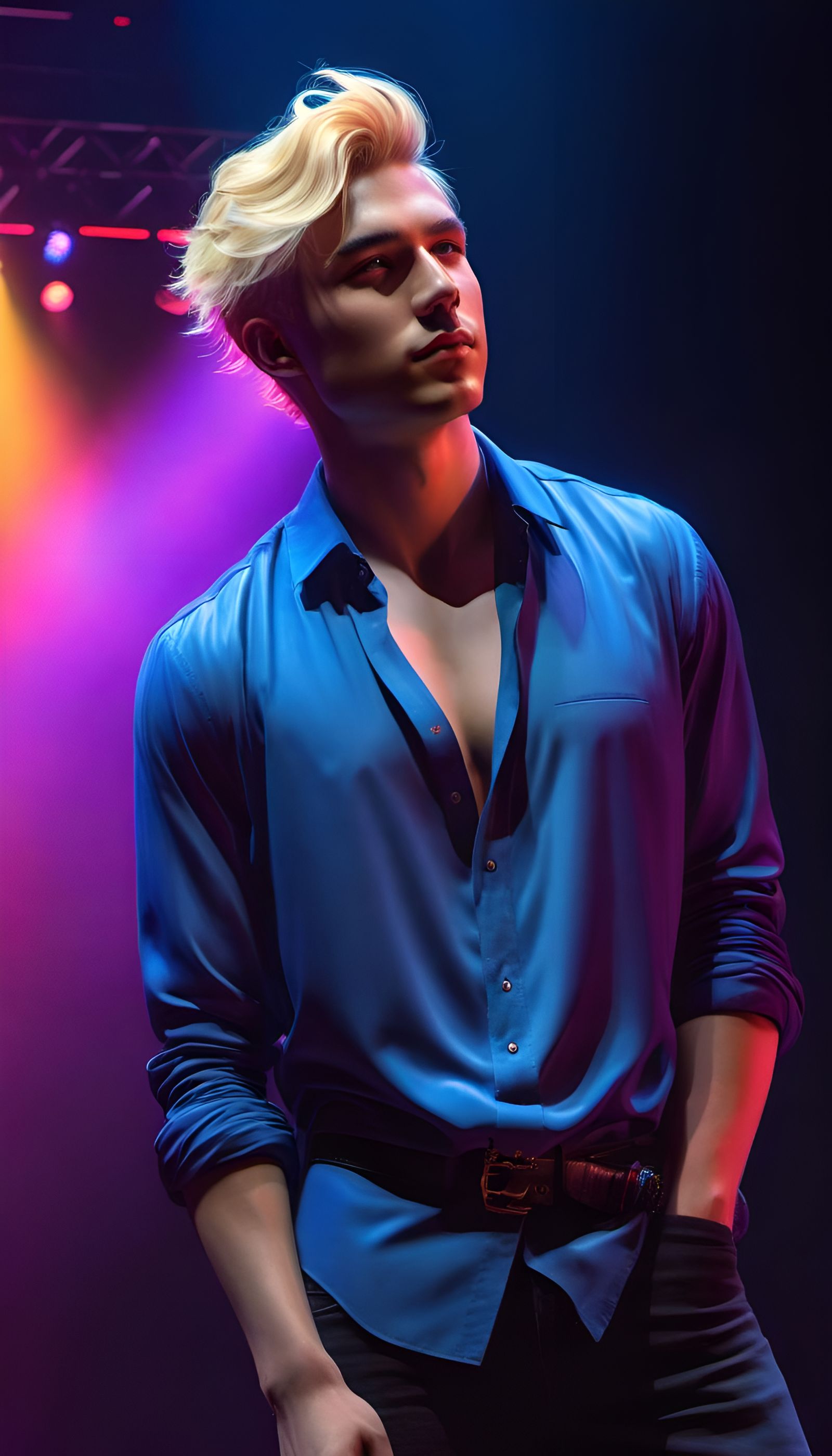 Blonde Twink, Blue Shirt