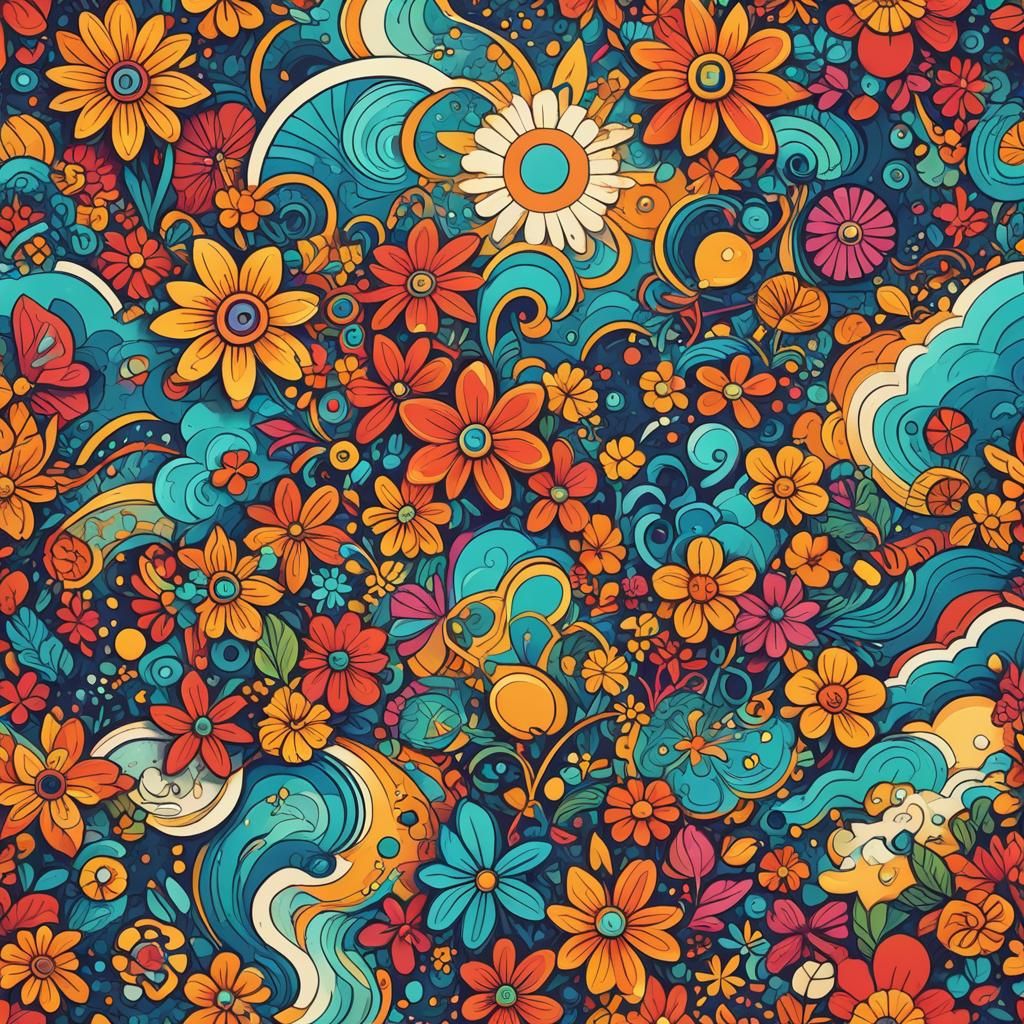 Pop Art Floral Icon on Fantasy Beach