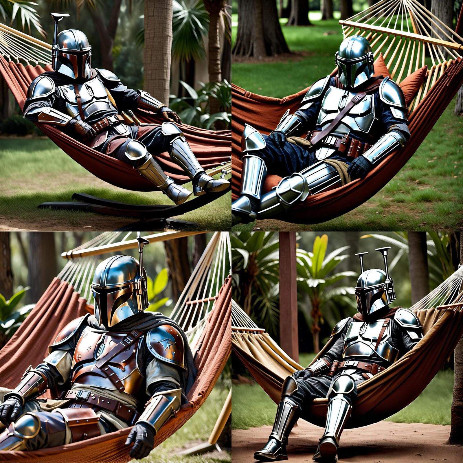 Crusader Mandalorian Knight Relaxing in Hammock