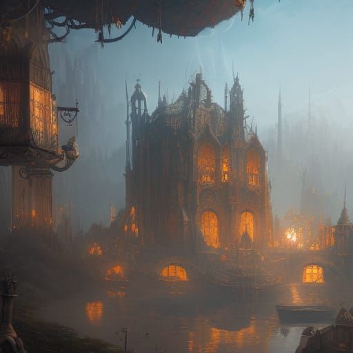 Fantastical Cardboard Box: Detailed Matte Painting