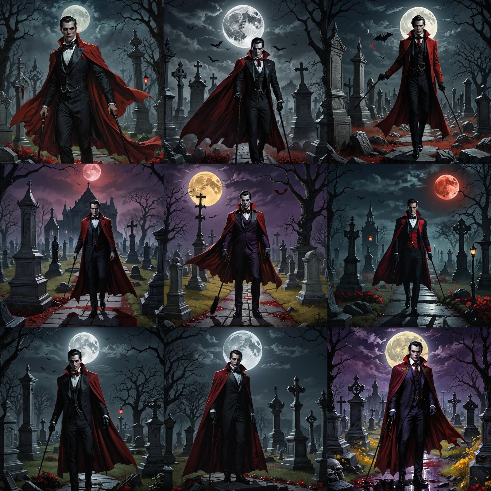Vampire in Cemetery: Dark Fantasy Concept Art