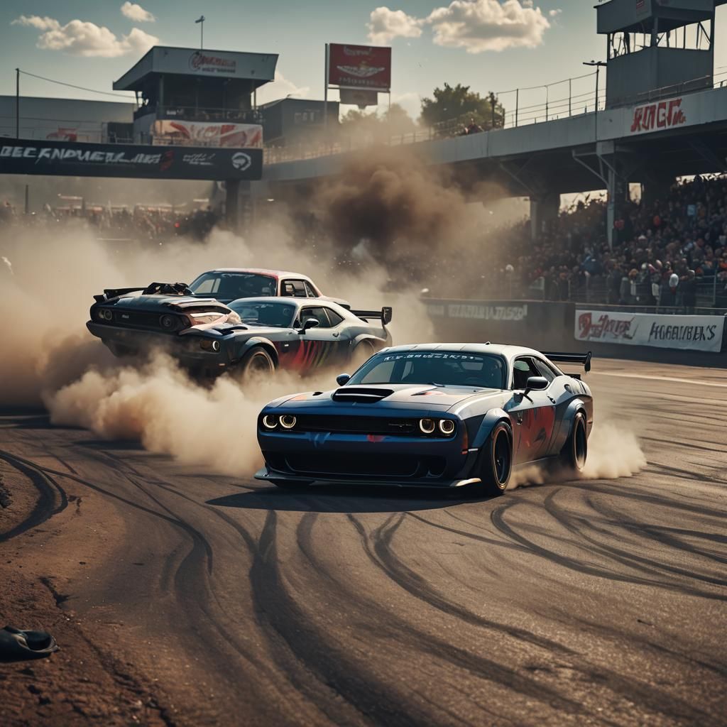 Dodge Hellcat Drifting: Detailed Matte Painting